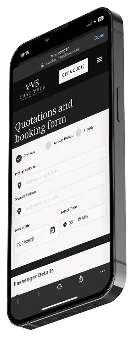 VVS Chauffeur Drive booking app